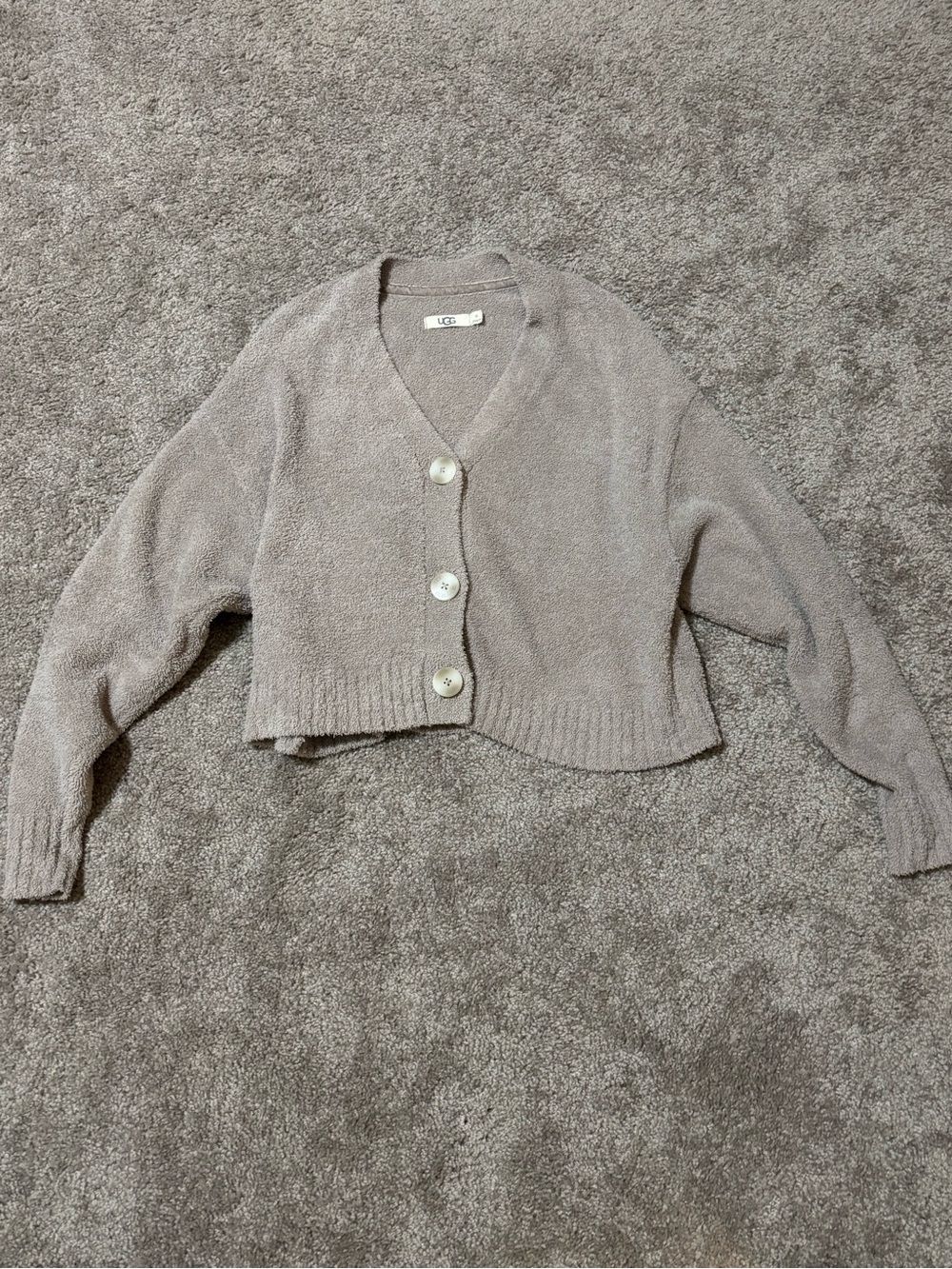 UGG Cozy Cropped Button-Front Women's Cardigan - Taupe - XS - 1131440